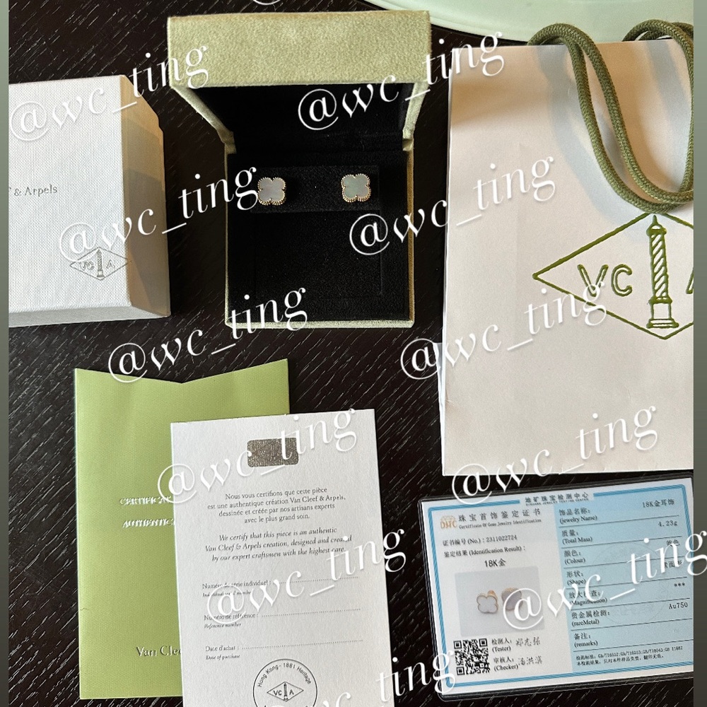 SOLD🎈VCA Alhambra Earrings, 18K Gold & Mother of Pearl